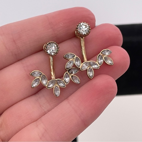 Vintage Gold Tone Fall Autumn Leaf Cottage Core Fairy Whisigoth Dangle Earrings - Picture 3 of 9